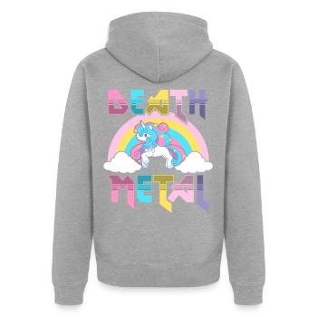 Death metal - Veste à capuche bio Premium Unisexe - gris chiné - Dos - Nico (187cm)