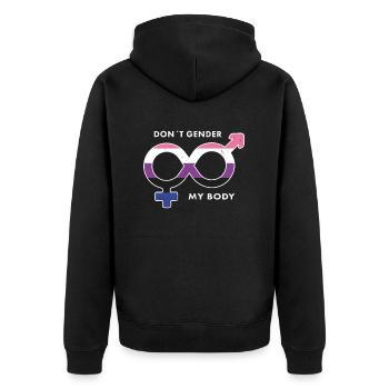 Genderfluid Flagge Design gegen Geschlechterrollen - Unisex Premium Bio Zip Hoodie - Schwarz - Hinten - Nico (187cm)