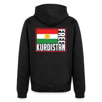 Free Kudistan, Kurdish Flag, Kurdistan Flag - Unisex Premium Organic Zip Hoodie - black - Back - Nico (187cm)
