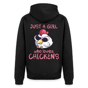 Just A Girl Who Loves Chickens - Unisex Premium Organic Zip Hoodie - black - Back - Nico (187cm)