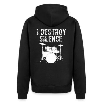 Drumming Shirt For Drummers "I Destroy Silence" - Veste à capuche bio Premium Unisexe - noir - Dos - Nico (187cm)