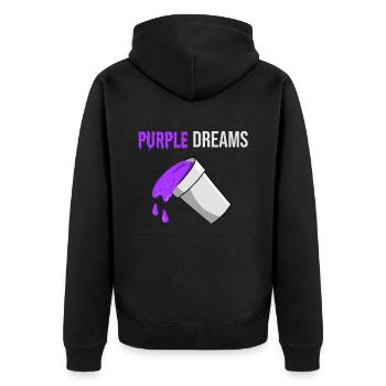 Codeine Rap Lean Hustensaft Purple Drank - Unisex Premium Bio Zip Hoodie - Schwarz - Hinten - Nico (187cm)