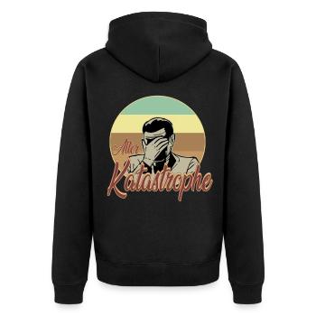 Old disaster vintage style - Unisex Premium Organic Zip Hoodie - black - Back - Nico (187cm)