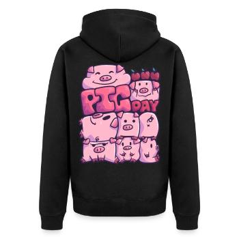 Pig pigday pig farm farm friend - Unisex Premium Organic Zip Hoodie - black - Back - Nico (187cm)