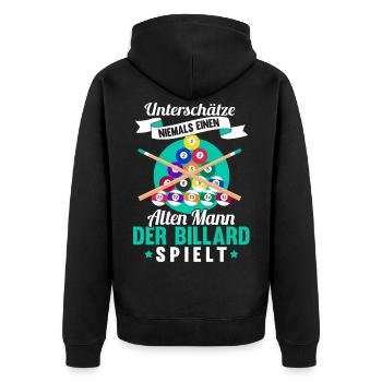 Lustig Spruch Billard Queue Billardkugel Geschenk - Unisex Premium Bio Zip Hoodie - Schwarz - Hinten - Nico (187cm)