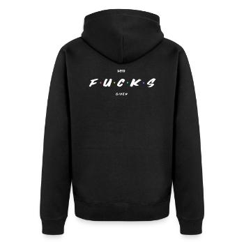Zero Fucks Given - Unisex Premium Bio Zip Hoodie - Schwarz - Hinten - Nico (187cm)