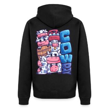Cowday Kuh Rind Milch Bauer Landwirt - Unisex Premium Bio Zip Hoodie - Schwarz - Hinten - Nico (187cm)