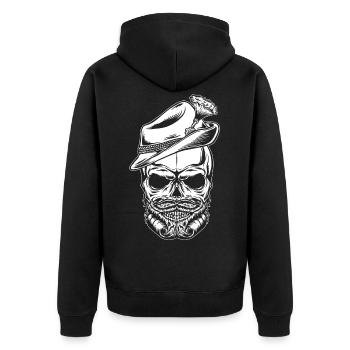 Grantler Granteln skull with beard Gamsbart - Unisex Premium Organic Zip Hoodie - black - Back - Nico (187cm)
