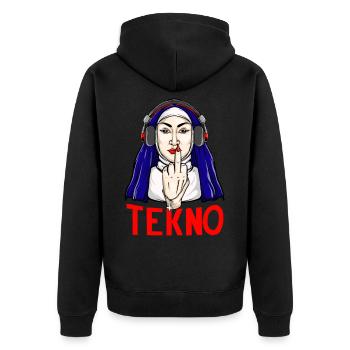Tekno Underground nun majeur doigt techno - Veste à capuche bio Premium Unisexe - noir - Dos - Nico (187cm)
