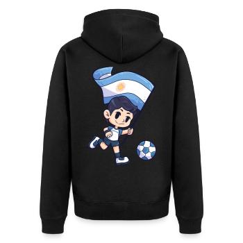 Fußball Argentinien Flagge Junge Kind - Unisex Premium Bio Zip Hoodie - Schwarz - Hinten - Nico (187cm)