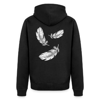 Feathers White Vneck Shirts for Women Native - Unisex Premium Organic Zip Hoodie - black - Back - Nico (187cm)