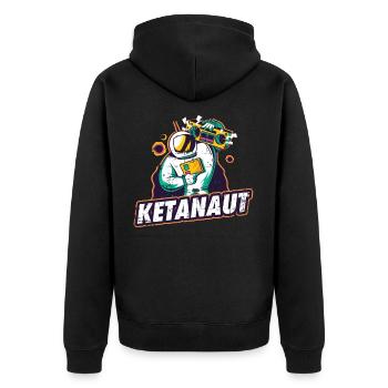 Keta tanzen Astronaut Techno Underground - Unisex Premium Bio Zip Hoodie - Schwarz - Hinten - Nico (187cm)