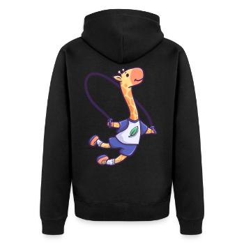 Giraffe jumping rope sport gift - Unisex Premium Organic Zip Hoodie - black - Back - Nico (187cm)