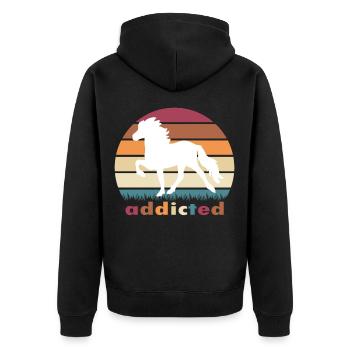 addicted Islandpferd - Unisex Premium Bio Zip Hoodie - Schwarz - Hinten - Nico (187cm)