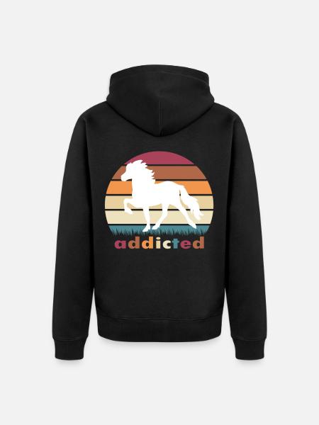addicted Islandpferd - Unisex Premium Bio Zip Hoodie - Schwarz