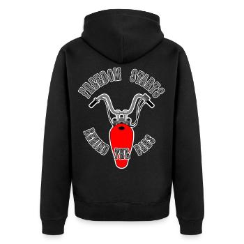 freedom starts behind the bars - Unisex Premium Bio Zip Hoodie - Schwarz - Hinten - Nico (187cm)