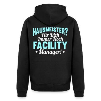 Lustig Hausmeister Facility Manager Job Geschenk - Unisex Premium Bio Zip Hoodie - Schwarz - Hinten - Nico (187cm)