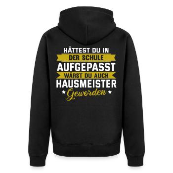 Lustig Hausmeister Facility Manager Job Geschenk - Unisex Premium Bio Zip Hoodie - Schwarz - Hinten - Nico (187cm)