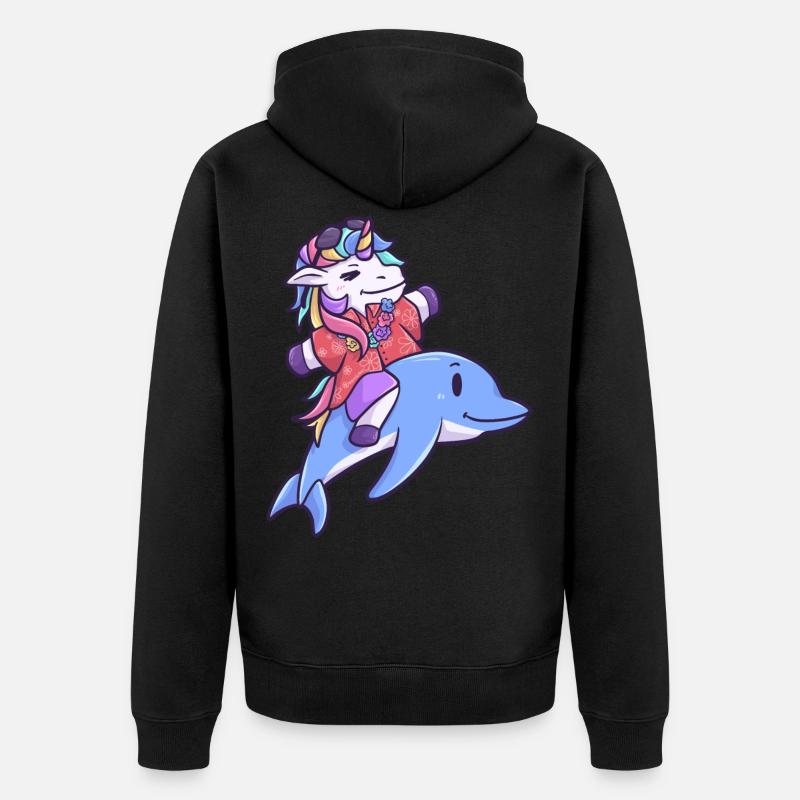 Hawaii licorne dauphin vacances été - Veste à capuche bio Premium Unisexe - noir