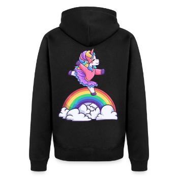 Ballerina Einhorn Mädchen tanzen Unicorn - Unisex Premium Bio Zip Hoodie - Schwarz - Hinten - Nico (187cm)