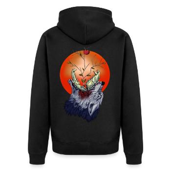 Life or Death - Unisex Premium Bio Zip Hoodie - Schwarz - Hinten - Nico (187cm)