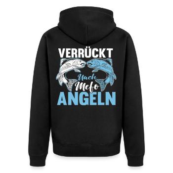 Lustig Angeln Fischen Fischer Spruch Geschenk - Unisex Premium Bio Zip Hoodie - Schwarz - Hinten - Nico (187cm)