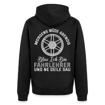 Lustig Fahrlehrer Geschenk Führerschein Spruch - Unisex Premium Bio Zip Hoodie - Schwarz - Hinten - Nico (187cm)