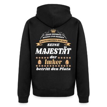 Imker | Beekeeper - Unisex Premium Bio Zip Hoodie - Schwarz - Hinten - Nico (187cm)