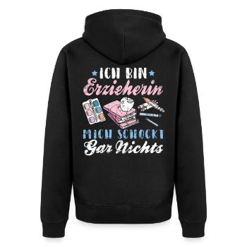 Lustiges Erzieherin Kinder Kindergarten Geschenk - Unisex Premium Bio Zip Hoodie - Schwarz - Hinten - Nico (187cm)