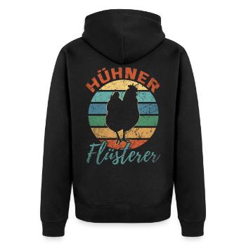 Hühner Flüsterer Huhn Lustig Hühnerstall Geschenk - Unisex Premium Bio Zip Hoodie - Schwarz - Hinten - Nico (187cm)