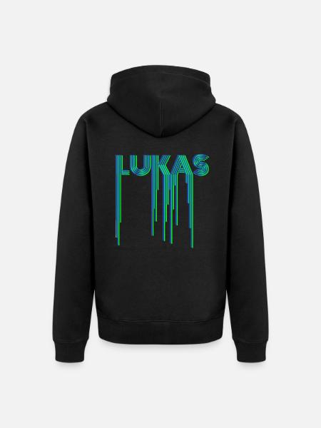 Lukas Luka first name lettering - Unisex Premium Organic Zip Hoodie - black
