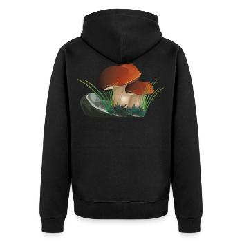 Steinpilz der König der Pilze - Unisex Premium Bio Zip Hoodie - Schwarz - Hinten - Nico (187cm)
