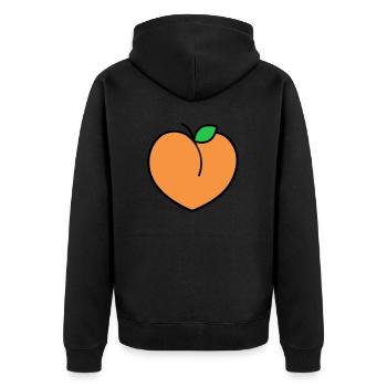 Pfirsich in Herzform Geschenk - Unisex Premium Bio Zip Hoodie - Schwarz - Hinten - Nico (187cm)