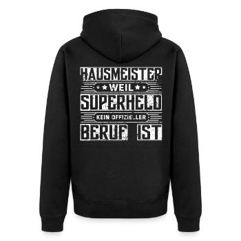 Lustig Hausmeister Facility Manager Job Geschenk - Unisex Premium Bio Zip Hoodie - Schwarz - Hinten - Nico (187cm)
