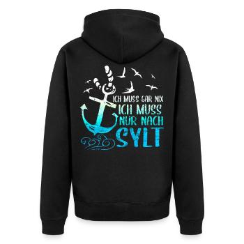 Küstenkind Norddeutschland Sylt Nordsee Geschenk - Unisex Premium Bio Zip Hoodie - Schwarz - Hinten - Nico (187cm)