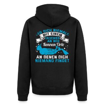 Lustig Tauchen Scuba Diving Taucher Geschenk Geek - Unisex Premium Bio Zip Hoodie - Schwarz - Hinten - Nico (187cm)