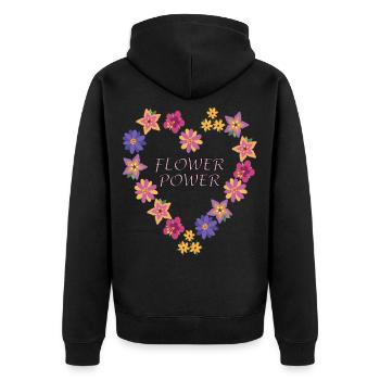 Flower power flowers summer spring colorful - Unisex Premium Organic Zip Hoodie - black - Back - Nico (187cm)