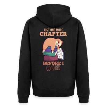 Faultier One More Chapter Buch Geschenk - Unisex Premium Bio Zip Hoodie - Schwarz - Hinten - Nico (187cm)