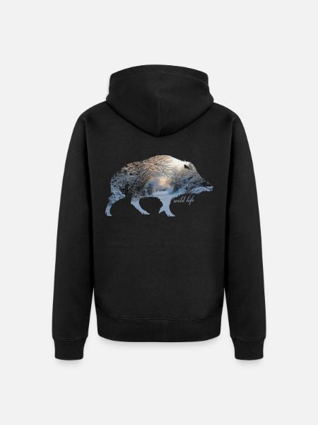 Faune de sanglier - Veste à capuche bio Premium Unisexe - noir