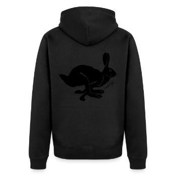 Hase Wildlife - Unisex Premium Bio Zip Hoodie - Schwarz - Hinten - Nico (187cm)