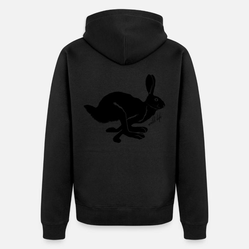 La faune de lapin - Veste à capuche bio Premium Unisexe - noir
