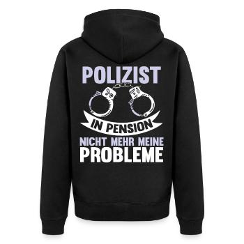Lustig Polizei Rente Polizist Spruch Geschenk - Unisex Premium Bio Zip Hoodie - Schwarz - Hinten - Nico (187cm)