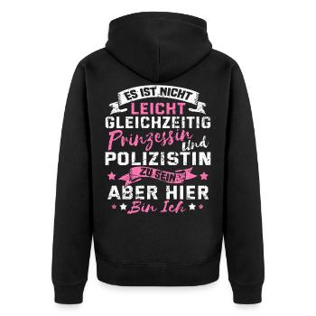 Lustig Polizistin Polizei Frau Prinzessin Geschenk - Unisex Premium Bio Zip Hoodie - Schwarz - Hinten - Nico (187cm)