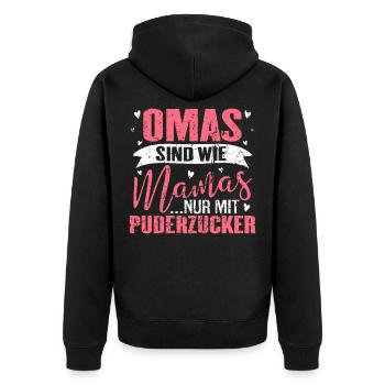 Mama Oma Muttertag Süß Lustig Spruch Geschenk - Unisex Premium Bio Zip Hoodie - Schwarz - Hinten - Nico (187cm)