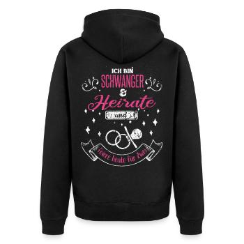 Braut JGA Junggesellinnenabschied Lustig Schwanger - Unisex Premium Bio Zip Hoodie - Schwarz - Hinten - Nico (187cm)