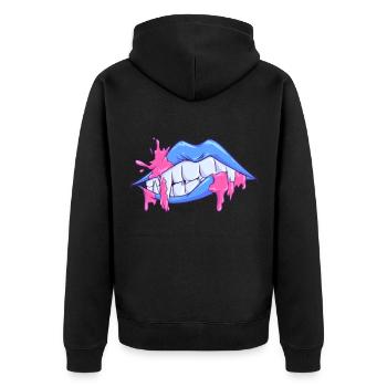 Masque visage bouche lèvres vampire - Veste à capuche bio Premium Unisexe - noir - Dos - Nico (187cm)