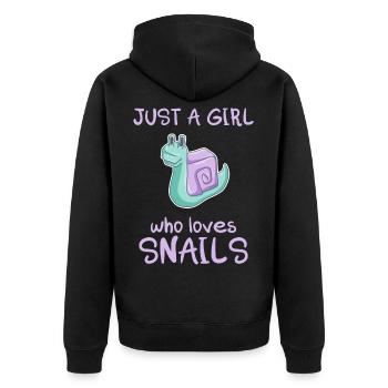 Just A Girl Who Loves Snails Schnecke - Unisex Premium Bio Zip Hoodie - Schwarz - Hinten - Nico (187cm)
