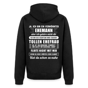Lustiger Valentinstag Liebes Spruch Geschenk - Unisex Premium Bio Zip Hoodie - Schwarz - Hinten - Nico (187cm)