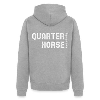 Quarter Horse American breeding Westernreiten QH - Unisex Premium Bio Zip Hoodie - Grau meliert - Hinten - Nico (187cm)