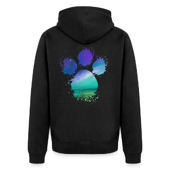 Polarlichter Hundepfote Farbfleck Splash - Unisex Premium Bio Zip Hoodie - Schwarz - Hinten - Nico (187cm)